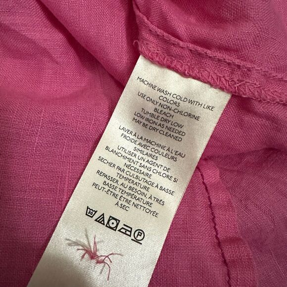 MAEVE by ANTHROPOLOGIE Oversize Linen Button-Up Shirt in Rose Pink - Picture 8 of 9